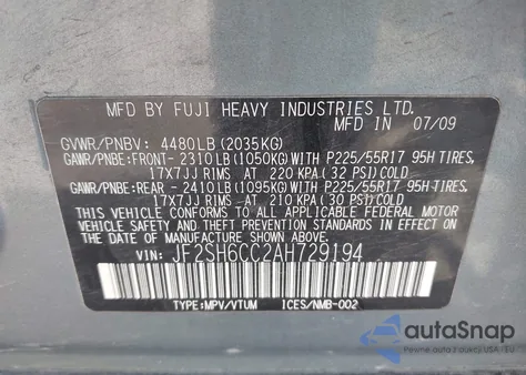 2010 Subaru Forester 2.5X Premium из США, поврежденный, VIN JF2SH6CC2AH729194